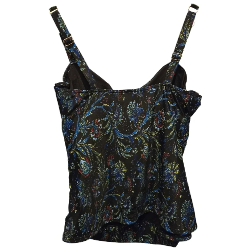 Croft & Barrow Black Floral Swimsuit Sz M
